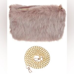 C.C Exclusives Faux Fur Crossbody Clutch Purse in pink